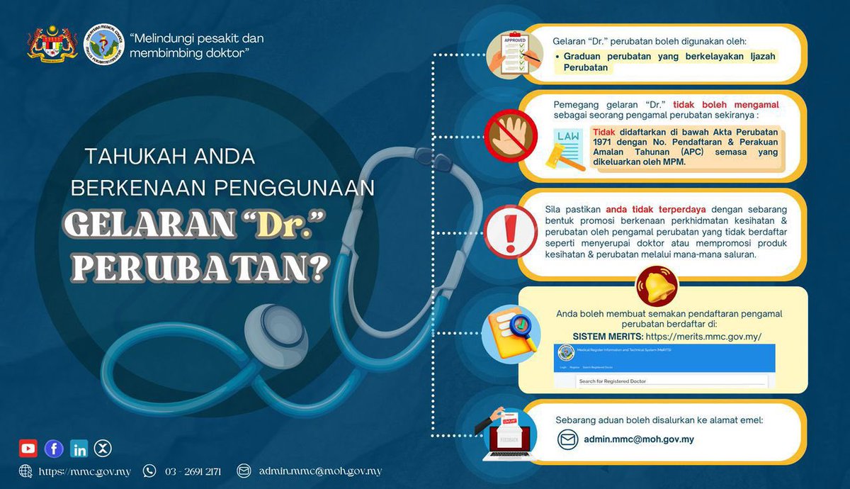 Berkaitan dengan isu penggunaan title "Dr" oleh YB Dr Taufiq Johari.

Penggunaan title "Dr" dan mengamal sebagai doktor perubatan di Malaysia adalah dua perkara berbeza.

Apabila seseorang itu lulus bergraduat daripada universiti yang menawarkan jurusan perubatan, institusi itu