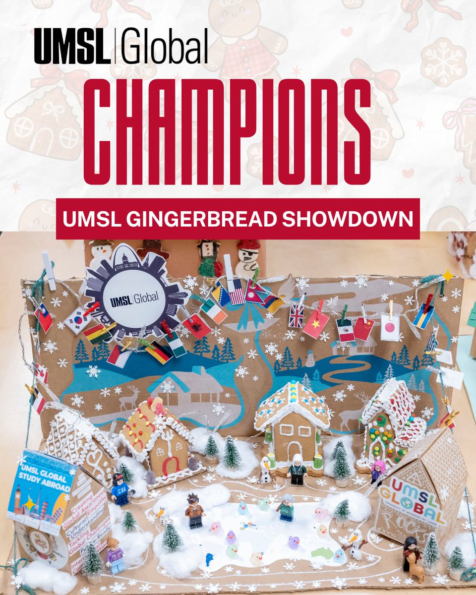 UMSL Global took home first place in the 2025 HR Gingerbread House Competition for Best Representation of a UMSL Unit! Creativity, teamwork and holiday spirit were on full display.