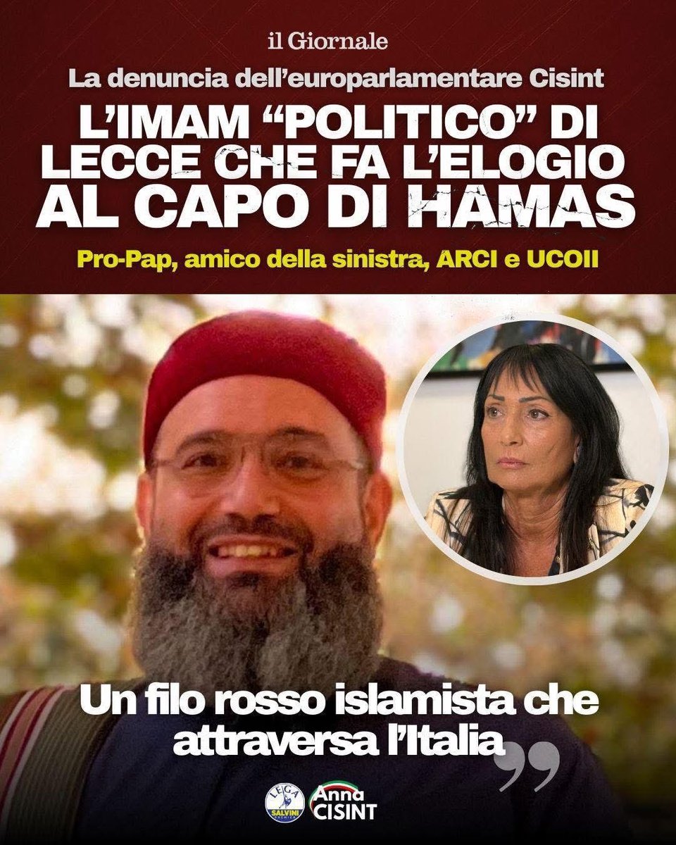 🔴🔴 Abbiamo scovato l’ennesimo imam pericoloso: amico della sinistra, dei ProPal, di ARCII e ovviamente del braccio operativo della Fratellanza Musulmana in Italia. 

Da Lecce a Torino, da Roma a Monfalcone: stessi volti, stessi nomi, una rete islamista che passa per tutta