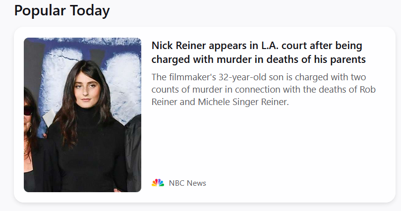 MattyJayGee's tweet photo. NBC News showing a picture of Nick Reiner's sister in place of him, undoubtedly trying to get those "He's a trans!!??" clicks... pathetic https://t.co/OxJnlGOc9y