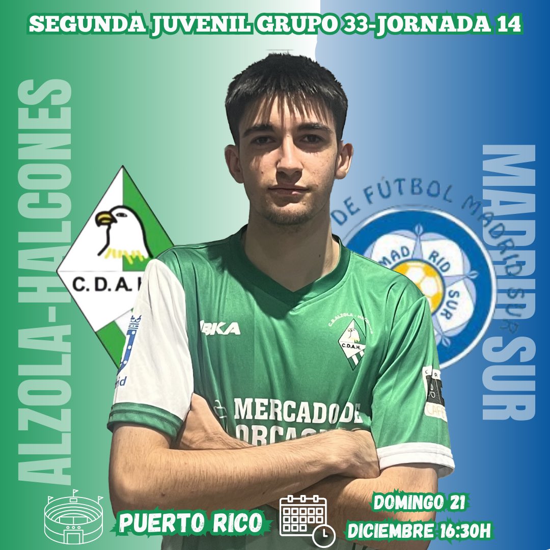 𝐉𝐔𝐕𝐄𝐍𝐈𝐋 𝐁⚽️💚

#cdalzolahalcones 🆚 <a href="/EFMSur/">EF Madrid Sur</a> “A”

🏟️ Puerto Rico
🗓️ Domingo, 21 de Diciembre
⏰ 16:30

#vamosalzola #elequipodelbarrio