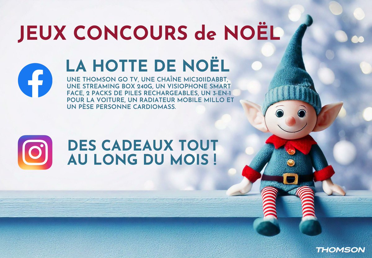 Thomson_FRA's tweet photo. Une hotte remplie de cadeaux Thomson, et bien d'autres surprises à gagner sur nos différents réseaux jusqu'à Noël ! 🎁🎄🎅
💙 https://t.co/JpnC8jcppM
🧡 https://t.co/3FLlnt16gD
🩵 https://t.co/i4igAM7cJY
#ThomsHotteDeNoel #JeuConcours #ThomsonTV #ThomsonAudio #ThomsonSanté #ThomsonChauffage #ThomsonSécurité #ThomsonElectricité