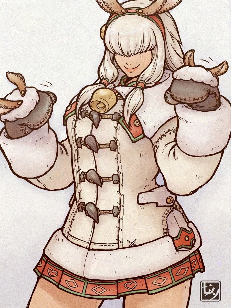 tanabanata's tweet image. 寒い日はモフモフして可愛いものを見て癒されたい！
というわけで、
見るからに温かそうなムーファ装備を再掲です

ショート丈のコートとか、目隠れてるところとか、
とにかくデザインが可愛いくて好きです😊

#モンハン #MonsterHunter #fanart