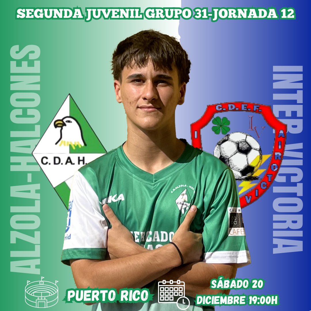 𝐉𝐔𝐕𝐄𝐍𝐈𝐋 𝐂⚽️💚

#cdalzolahalcones 🆚 Inter Victoria

🏟️ Puerto Rico
🗓️ Sábado, 20 de Diciembre
⏰ 19:00

#vamosalzola #elequipodelbarrio
