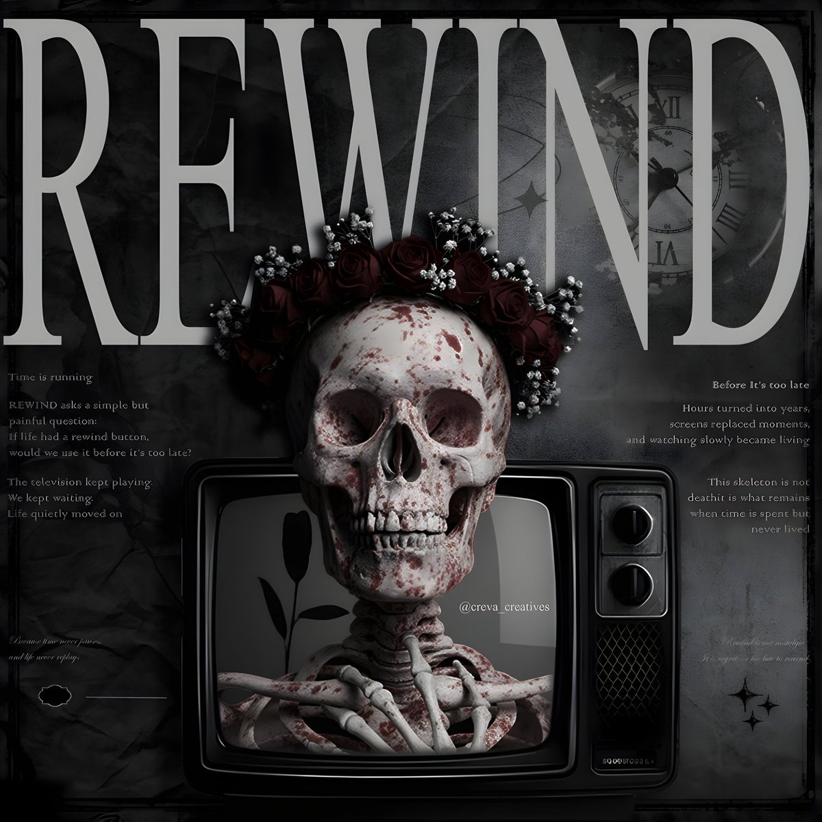 Time is running, are we living it, or just watching it?

Our latest design, 'REWIND,' uses a gothic 'memento mori' aesthetic to challenge the way we consume time in a digital world. 

We believe design should do more than look good; it should provoke a conversation.