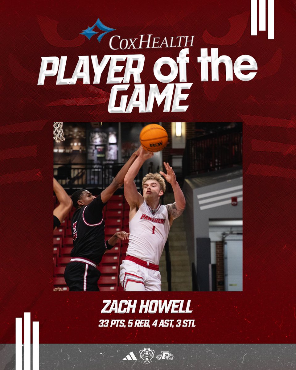 DruryMBB's tweet photo. Last night's 𝗖𝗼𝘅𝗛𝗲𝗮𝗹𝘁𝗵 𝗗𝗿𝘂𝗿𝘆 𝗣𝗹𝗮𝘆𝗲𝗿 𝗼𝗳 𝘁𝗵𝗲 𝗚𝗮𝗺𝗲 honor goes to 𝗭𝗮𝗰𝗵 𝗛𝗼𝘄𝗲𝗹𝗹, who tallied a career-high 33 points on 11-of-12 shooting against Central Christian!

#WonDrury https://t.co/qU721xbpEb