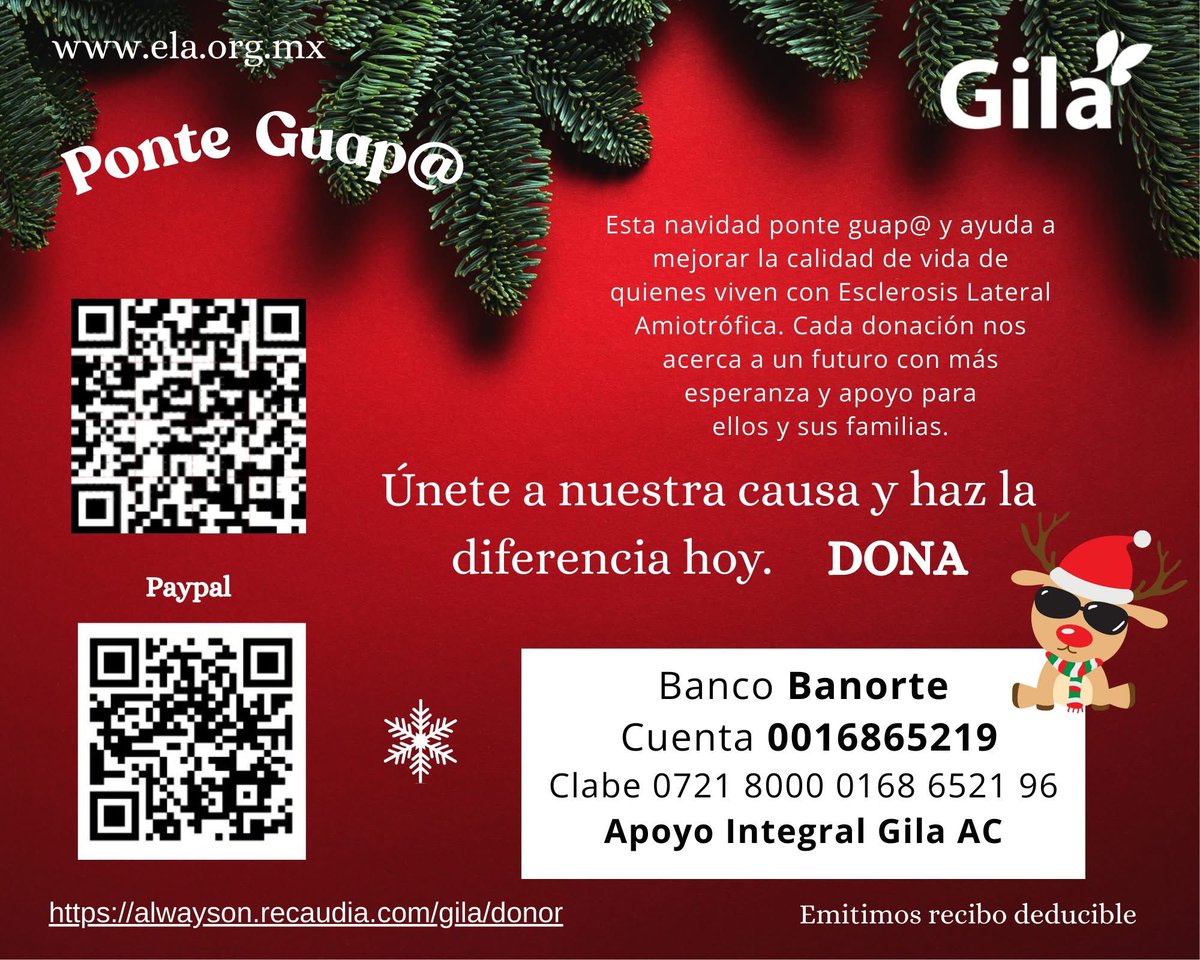 Esta Navidad 🌲 PONTE GUAP@ y dona amor. 💚

¡Haz que tu generosidad sea el mejor regalo de esta Navidad!

Donaciones: 🔗 alwayson.recaudia.com/gila/donor
#laELAexiste