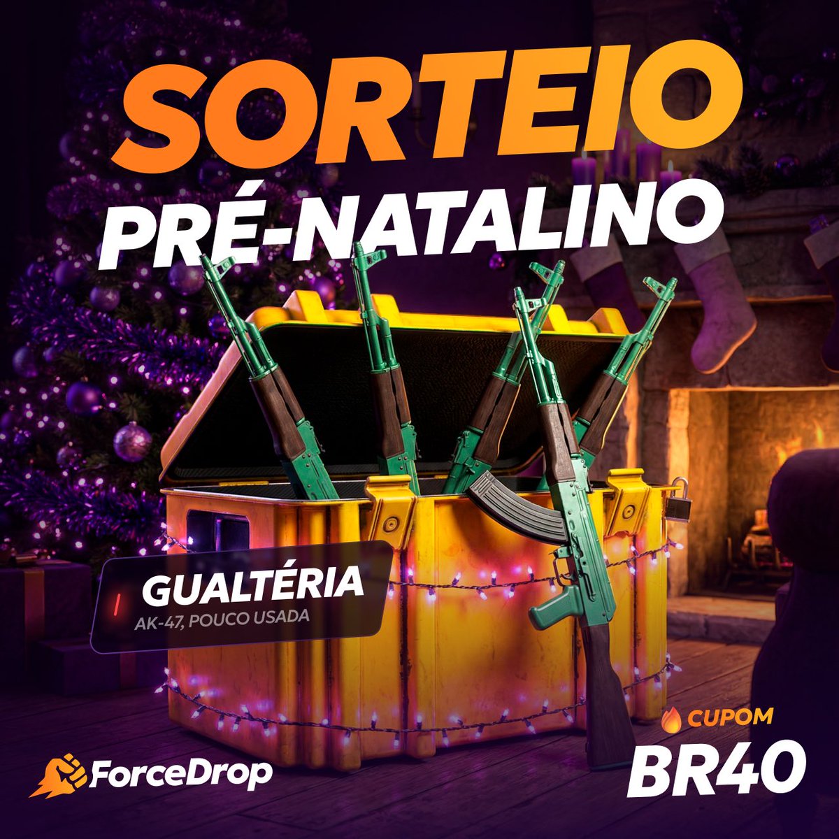 SORTEIO PRÉ-NATALINO!
5x AK-47 Gualtéria 

RT + like + marque 2 amigos
Siga <a href="/forcedropbrazil/">ForceDrop Brazil</a>

Serão 5 ganhadores, 1 skin para cada.
Resultados a cada 24 horas.

Use o cupom BR40 e ganhe 40% de bônus no depósito.