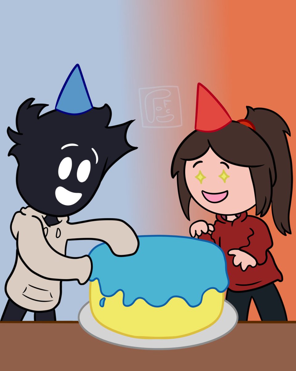 Ayer fue el cumple de <a href="/mo_tyna/">Tyna.Mo</a> y hoy es el de <a href="/MatixOviedo/">ShonenBoy :D</a> así que a ambos les dedico este dibujo compartiendo la torta jaja ¡Feliz cumple a los 2! 🥳🎉🎁🪅🎈
.
#fanart #HappyBirthday #Argentina