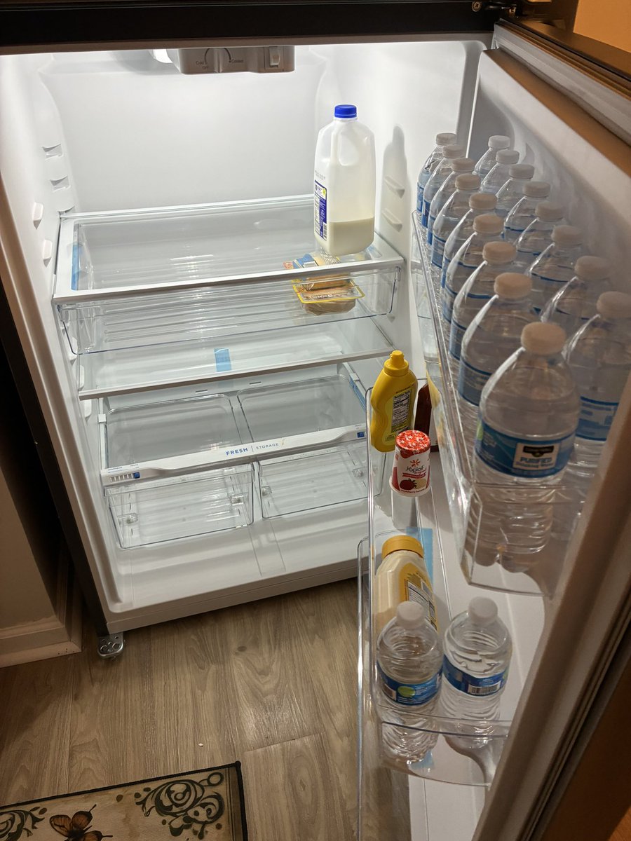 recently moved into an apartment and our fridge empty as fuck Look like the Grinch done ran thru here