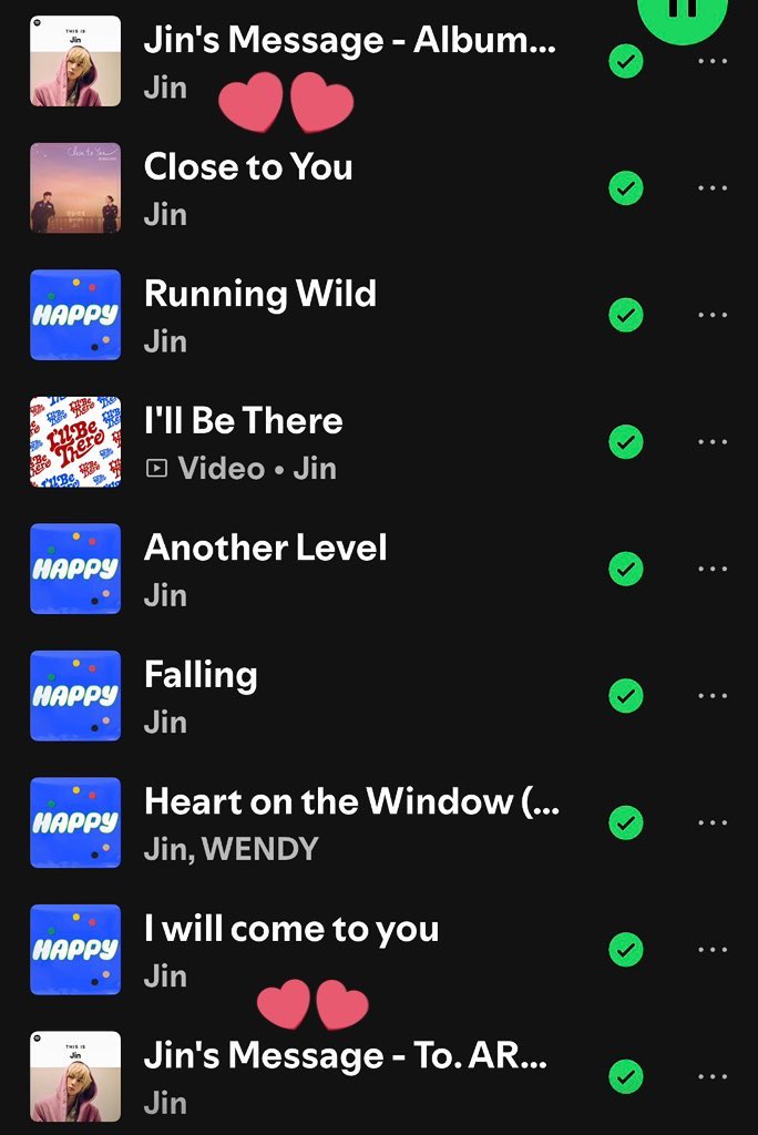 혹시 아직 추가 안하신 분이 계시다면, Spotify에서 “This Is Jin”을 라이브러리에 추가하시고, 석진이가 우리에게 보내는 사랑스러운 메시지 3개도 꼭 들어보세요.

#방탄소년단진 #JIN #김석진 #ジン #BTSJIN #진 @bts_twt