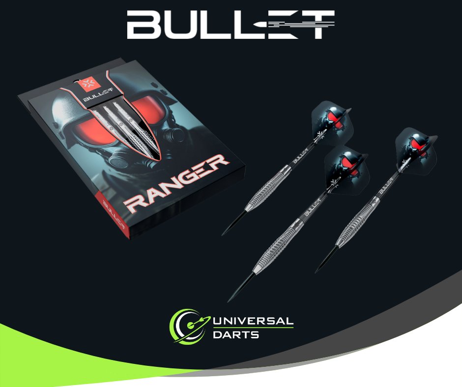 Introducing the brand NEW Ranger Darts from BULLET — available now at Universal Darts.

With a sleek silver torpedo silhouette, the Ranger Darts deliver precision flight and dependable balance for players who value smooth release and steady control. Clean aesthetics meet