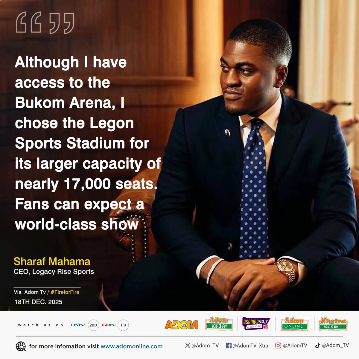 KOBBY__STONNE's tweet image. Beyond the name, the work continues. Postcards out for a night that will redefine Ghana boxing. 🥊

December 20 | Lagoon Sports Stadium

Legacy is being built — not talked about.

#BeyondTheName #LegacyRiseSports #GhanaBoxing #SportsDevelopment #FireForFire