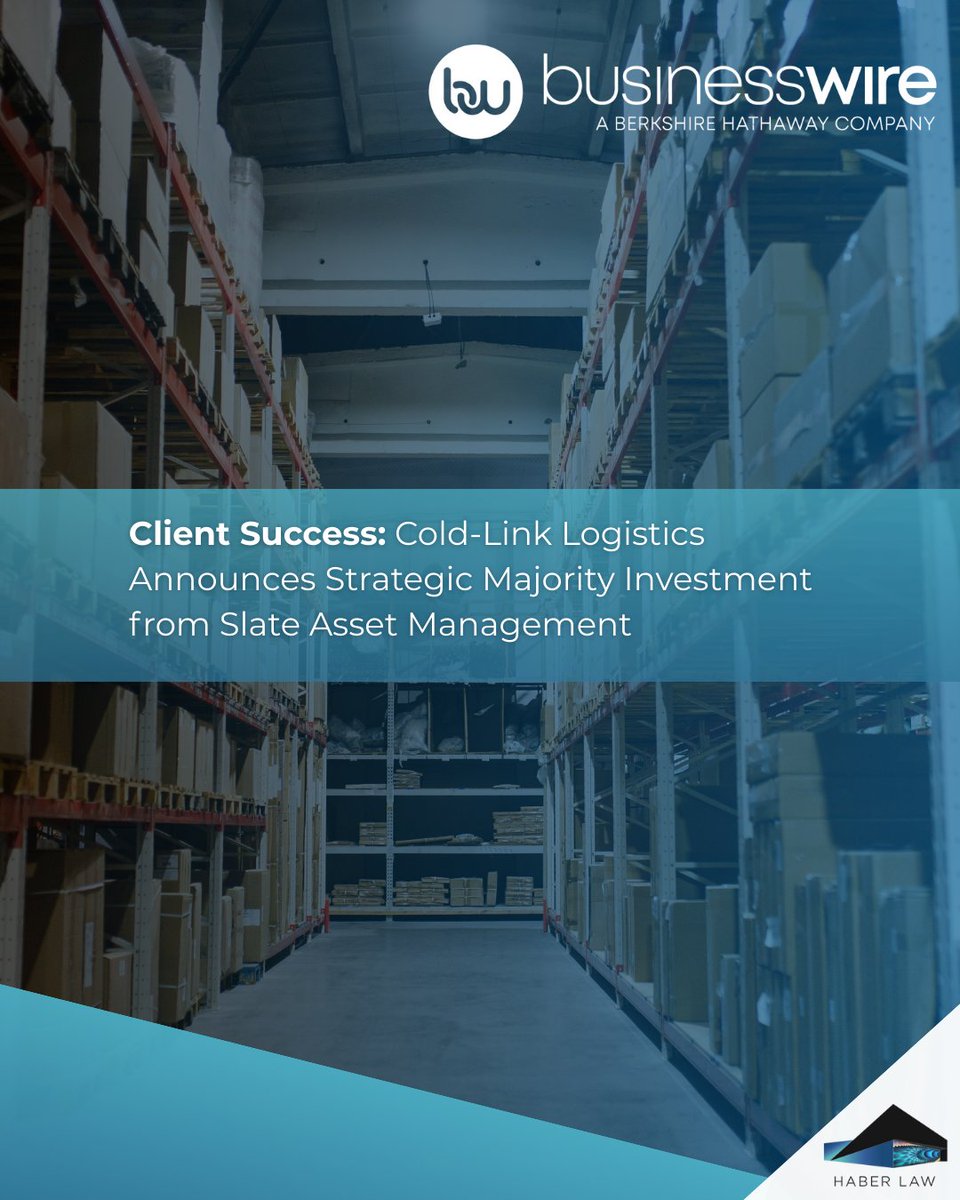Haber Law represented Mandich Group and Cold-Link Logistics in the sale of a majority equity stake to Slate Asset Management and Hamilton Lane. Equity Partner David Podein supported the transaction alongside Greenberg Traurig.

Read more: haber.law/client-success…

#HaberLaw