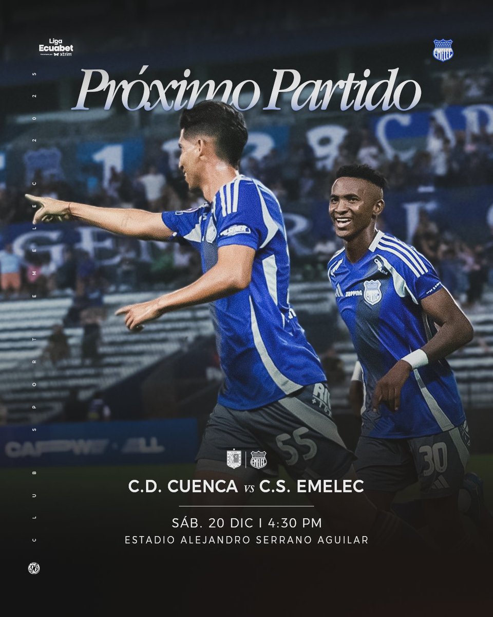 CSEmelec's tweet image. 𝕰𝖓 𝕮𝖚𝖊𝖓𝖈𝖆, 𝖛𝖆𝖒𝖔𝖘 𝖏𝖚𝖓𝖙𝖔𝖘. 💙⚡

📅 Sábado 20 de diciembre
⏰ 4:30 PM
📍 Estadio Alejandro Serrano Aguilar

#MasUnidosQueNunca #DaleEmelec 🔵⚡