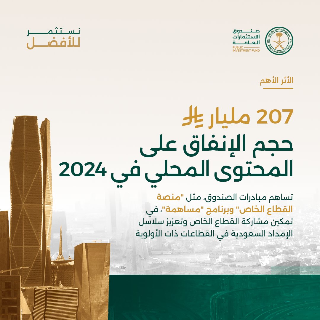 صندوق الاستثمارات يُنفق 207 مليارات على المحتوى المحلي #معكم_باللحظة 