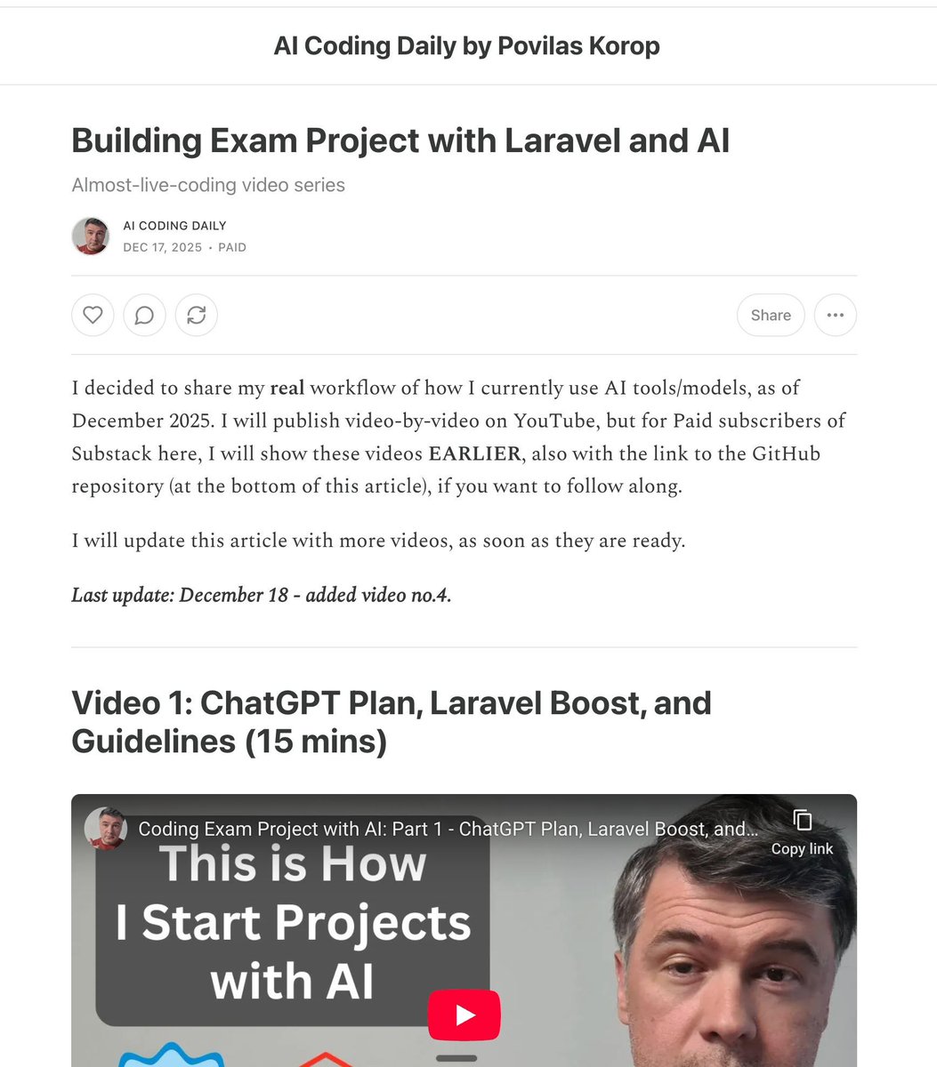 AI ニュースレターの 3 か月後、Substack で有料プランを開始しました。
月額 8 ドル (年額 80 ドル) で、メンバーは追加コンテンツを入手できます。
最初の特典: YouTube よりも早いビデオを含む新しい AI コ