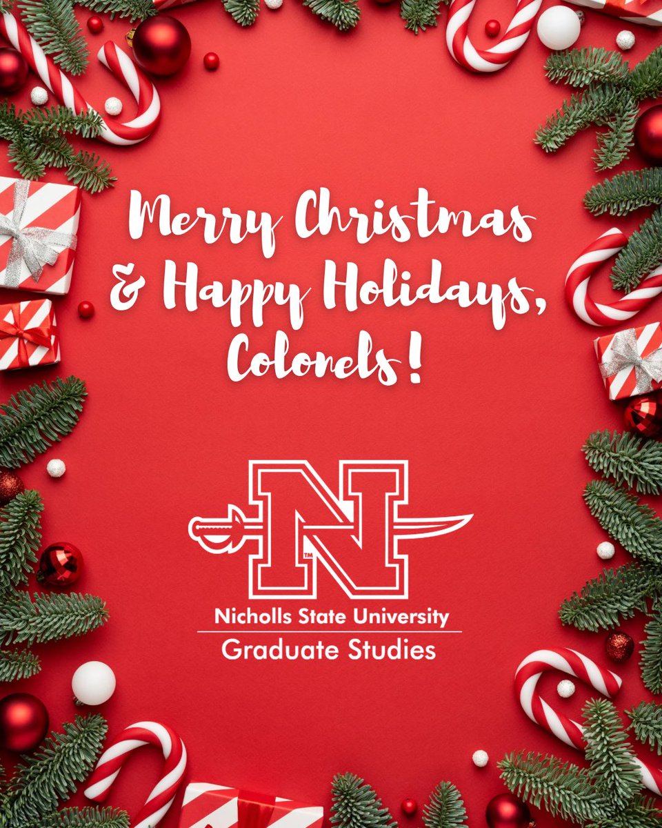 Our office will be closed December 22, 2025 through January 2, 2026 and will reopen on January 5, 2026.

The Office of University Graduate Studies wishes you a joyful and restful holiday season filled with peace, cheer, and quality time with loved ones!

#NichollsUGS