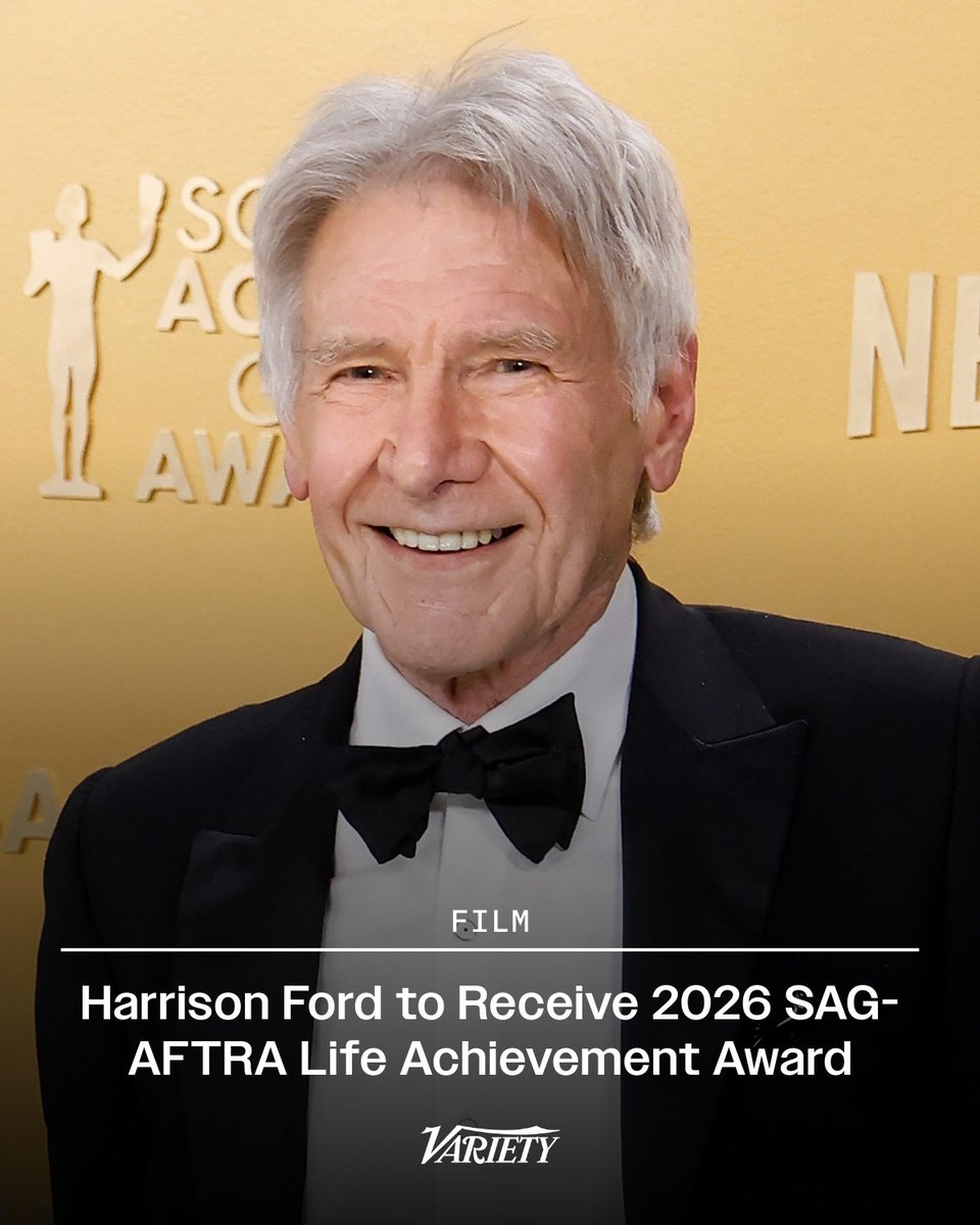 Harrison Ford will receive SAG-AFTRA’s Life Achievement Award, the guild’s highest honor, celebrating his legendary career as one of Hollywood’s most successful actors.

variety.com/2025/film/awar…