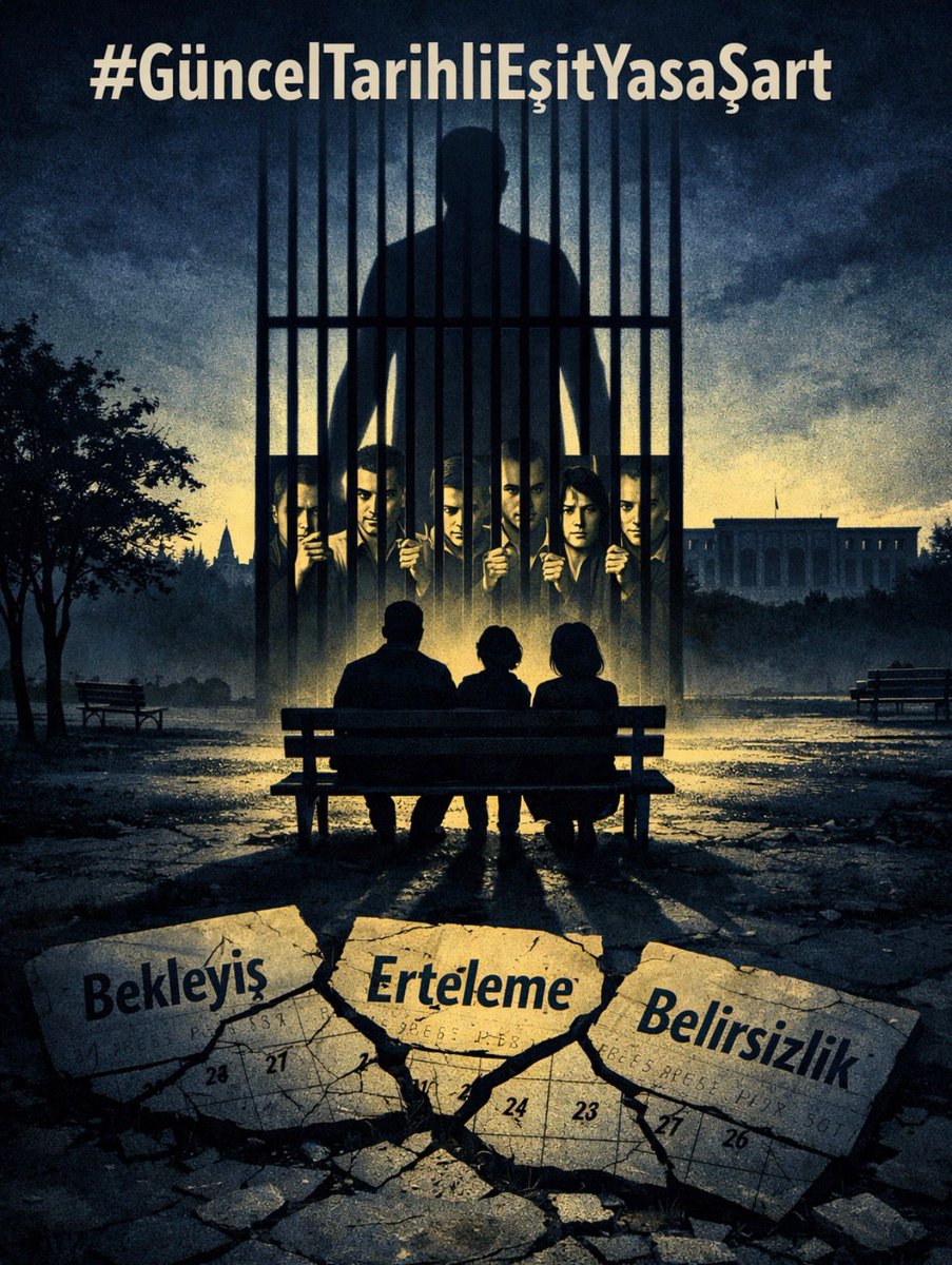 #GüncelTarihliEşitYasaŞart

Biz bu ülkenin T.C. vatandaşlarıyız.
Devletimizden af değil, adalet istiyoruz.

Aynı suç, aynı ceza…
Sadece güncel tarih gerekçesiyle
insanların yok sayılması kabul edilemez.

Devlete yakışan;
kimseyi geride bırakmamak,
adaleti güncel tarih esas