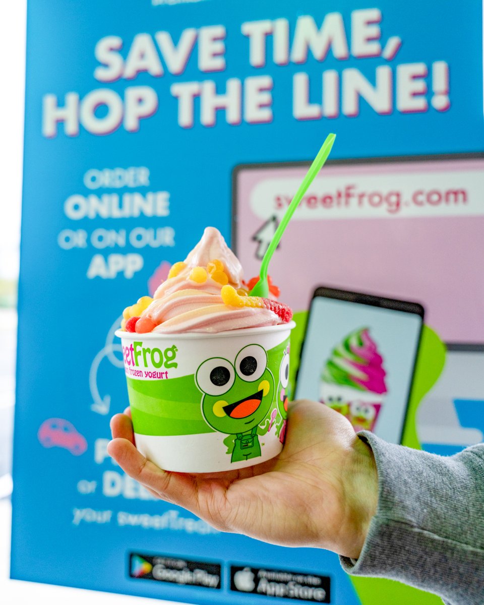sweetFrog's tweet image. Skip the line, not the froyo fun! 😋🎉Order your sweetFrog favorites online and we’ll have them ready when you are! 🍓🍫🍦