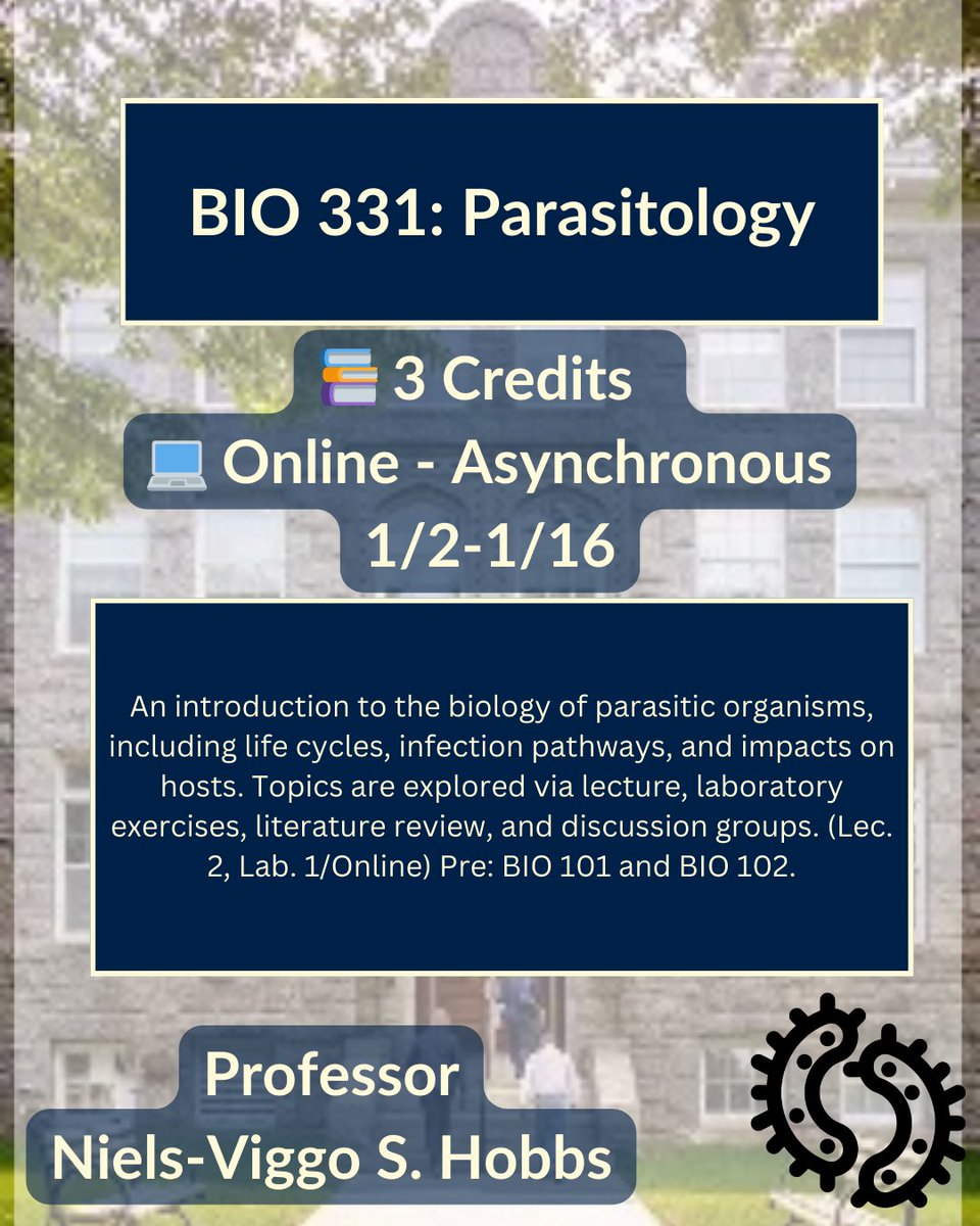 URIWinterJTerm's tweet photo. BIO 331 is perfect for anyone curious about parasites, life cycles, and infection pathways! 🦠📘

Fully online &amp; asynchronous from Jan 2–16—learn at your own pace this J Term! #URI #URIBiology #Parasitology #WinterJTerm #JTerm2026 #URIStudents #STEMCourses https://t.co/3N0rH80J2U
