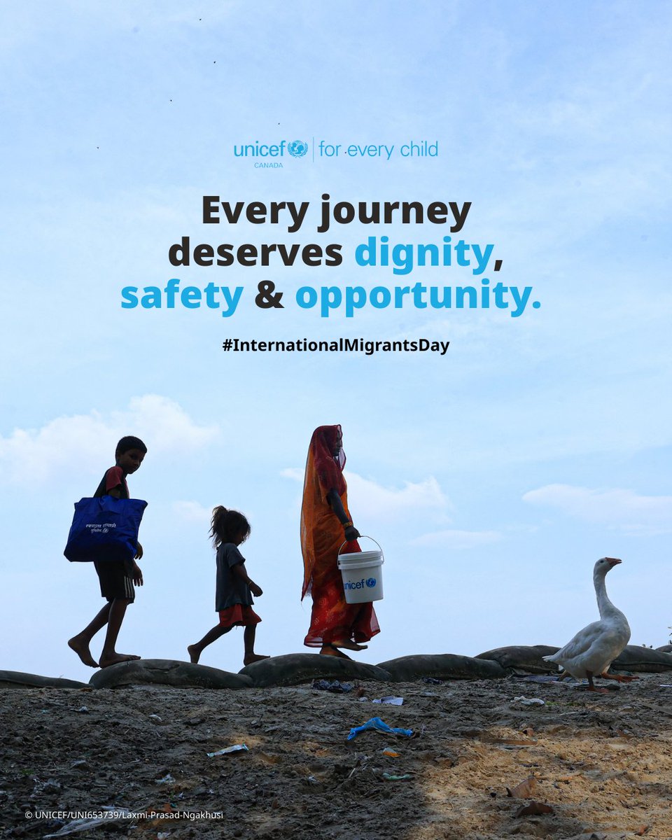 Every child on the move deserves dignity, safety and opportunity. 

Every day UNICEF and its partners work to protect migrant and displaced children. Defending their rights and helping them build a brighter future. 

#InternationalMigrantsDay