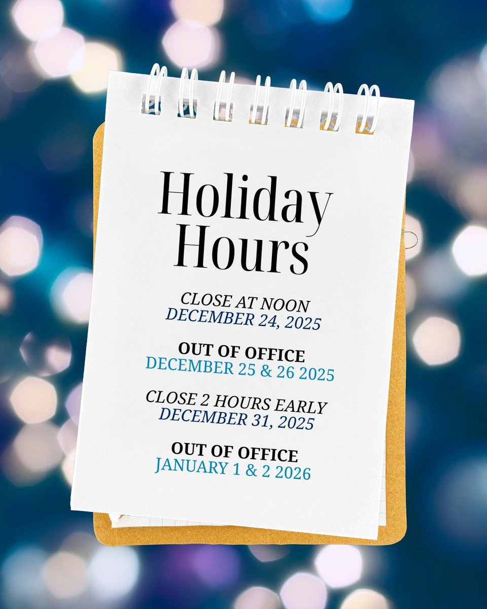 📆 Just a little reminder of our holiday hours during this very busy time of the year.