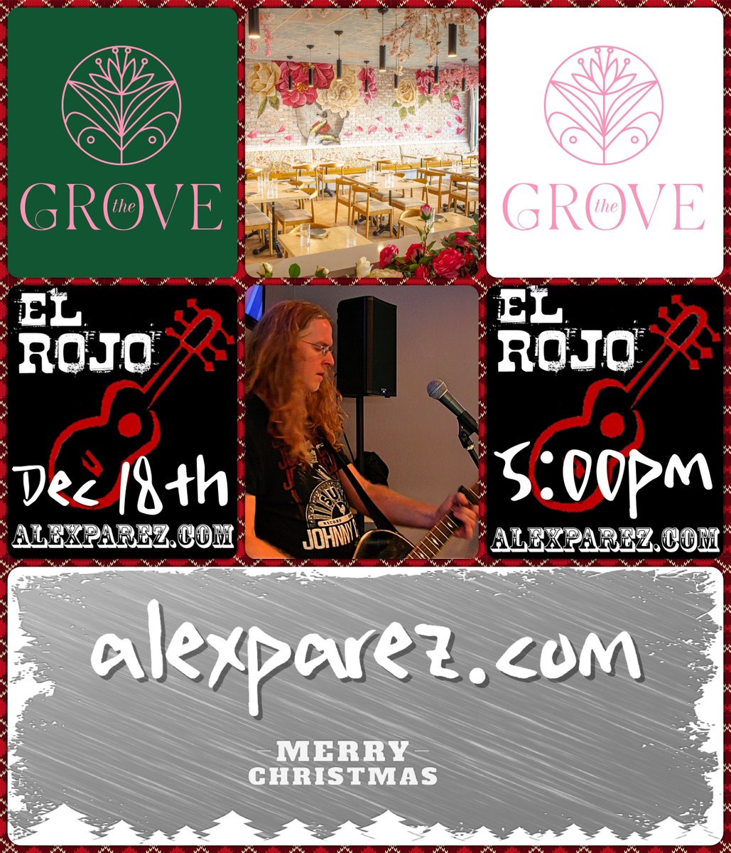 AlexTheRedParez's tweet image. This evening! At The Grove Potomac (facebook.com/profile.php?id…)! 5pm-8pm! Happy Holidays!

alexparez.com/shows

thegrovemd.com