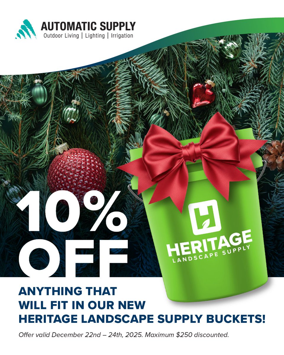 While Santa fills his sleigh, you can fill a new Heritage bucket with goodies! 

Come by your local branch from Dec. 22–24 to save 10% on anything you can fit inside!