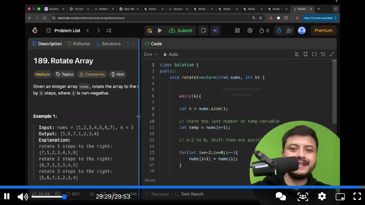 gargdiya367's tweet photo. #Lecture9 of my STRIKE DSA by @rohit_negi9

Today's Topic Covered:  
 1. Rotate Array by K times.
 2. Sum of Unique Elements.
 3. Second Largest in array.

#strike #dsajourney #arrayquestions https://t.co/IjDek1pEYD
