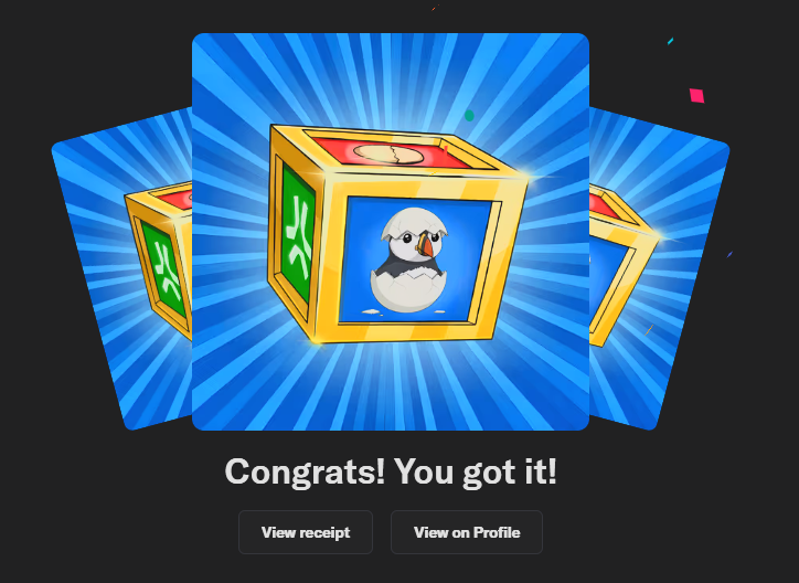 nullbnb's tweet photo. gPuffins 

Mint day on @AbstractChain 

1. Minted lil puffins from @ppuffins 
2. Minted Checkmate Pass from @AnichessGame 

Have a nice day fam! https://t.co/W9YAhl1MRS