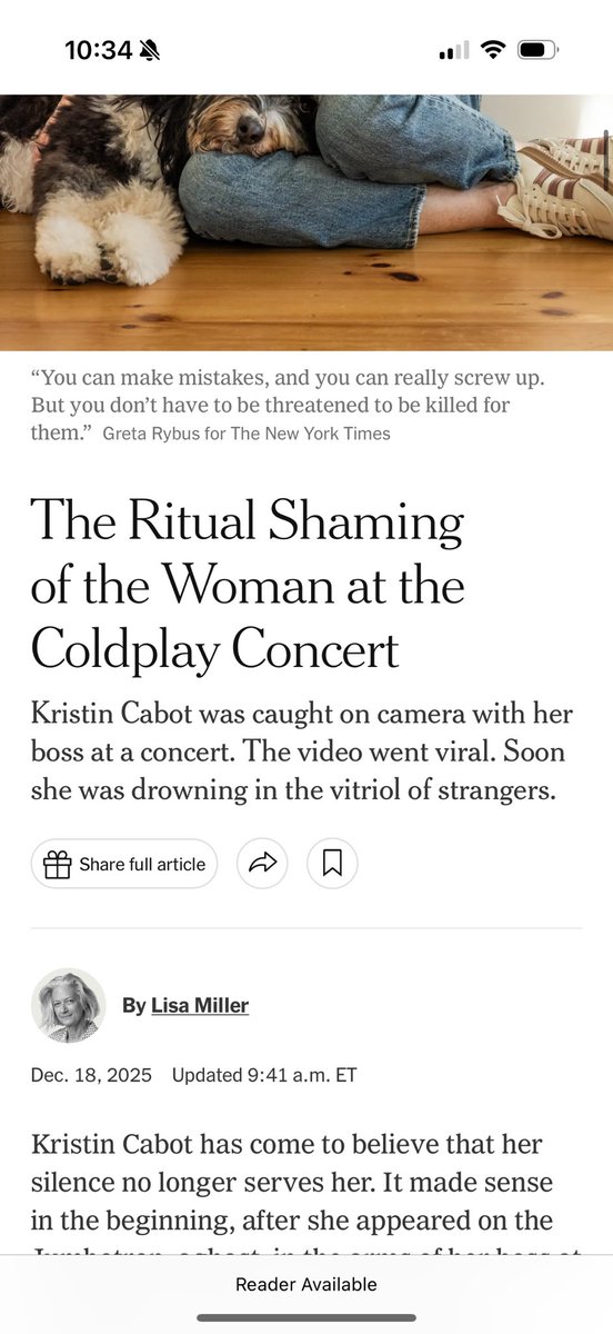 FlorioGina's tweet photo. Female privilege at its finest. Former Astronomer HR exec Kristin Cabot gets an entire lifestyle spread in the NYT where she is rebranded as the victim. She’s the one you should feel sorry for. Not the spouses who were cheated on. Not the Astronomer employees who were deceived. Andy Byron was shamed just as much as she was — and rightfully so — but he doesn’t get a feature in the NYT. They just want to make Kristin out to be the wounded bird. What a bunch of feminist-lite PR fluff. Nobody is interested in her “side of the story.” The only one I’d like to hear from are the spouses.