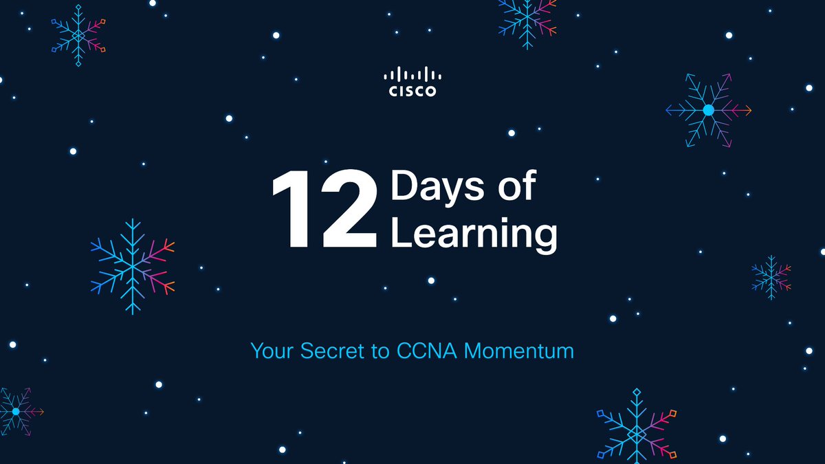 CiscoNetAcad's tweet image. The 12 Days of Learning is here to help you reach your CCNA goals in 2026. Watch short daily videos that unpack CCNA topics and enter for a chance to win free certification exam vouchers.

📅 Starts Dec 22 - don’t miss out!

Details on the blog: cs.co/6015CujEH