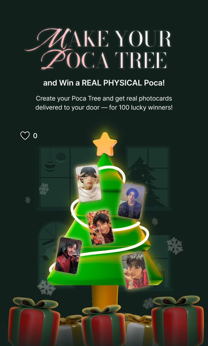 eruerusa's tweet photo. [Make Your Poca Tree and Win a REAL PHYSICAL POCA]

Here’s my Christmas Tree filled with my favorite photocards! 🎄💗
How’s my Poca Tree?
Show some love and hit that Like button!
See my Poca Tree 👉 https://t.co/tau702RXhZ

#pocamarket #pocamarket_pocatree #2025pocatree https://t.co/OAT6tG93tV