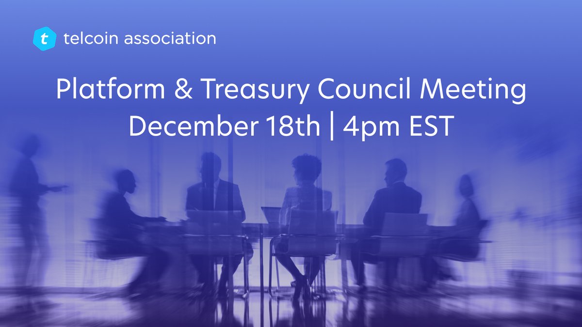 TelcoinTAO's tweet image. The Platform &amp;amp; Treasury Councils meet on December 18th at 4pm EST.  

Agenda highlights:  
• Telcoin Network updates and latest developments  
• Review of the TIP on a unified web presence for the Telcoin ecosystem  
• Coinmetro TEL listing update and developer one-pager…