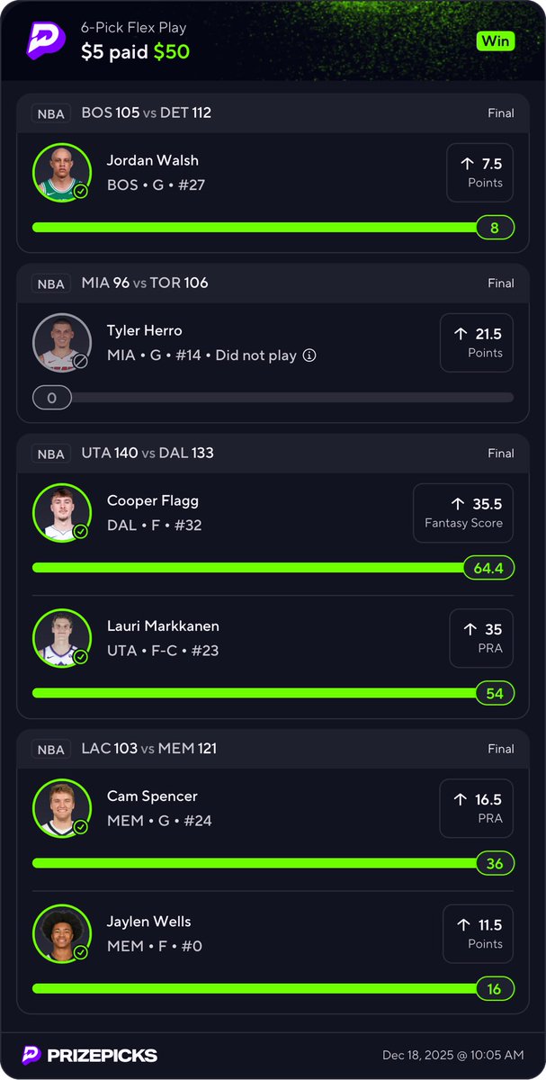 ConnerBenear2's tweet photo. Been tracking results quietly…

3 straight days of green on PrizePicks 💰

Haven’t posted plays yet, but all slips are here for transparency 📸

Should I start posting picks before lock? 👀 https://t.co/2e2gPpH30U