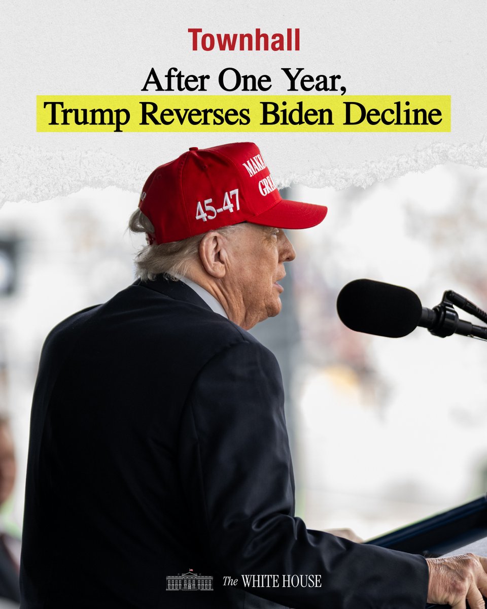 WhiteHouse's tweet image. Border? SECURE 🔒
Inflation? DOWN 🔽
Jobs? UP 🔼

That's the TRUMP EFFECT!