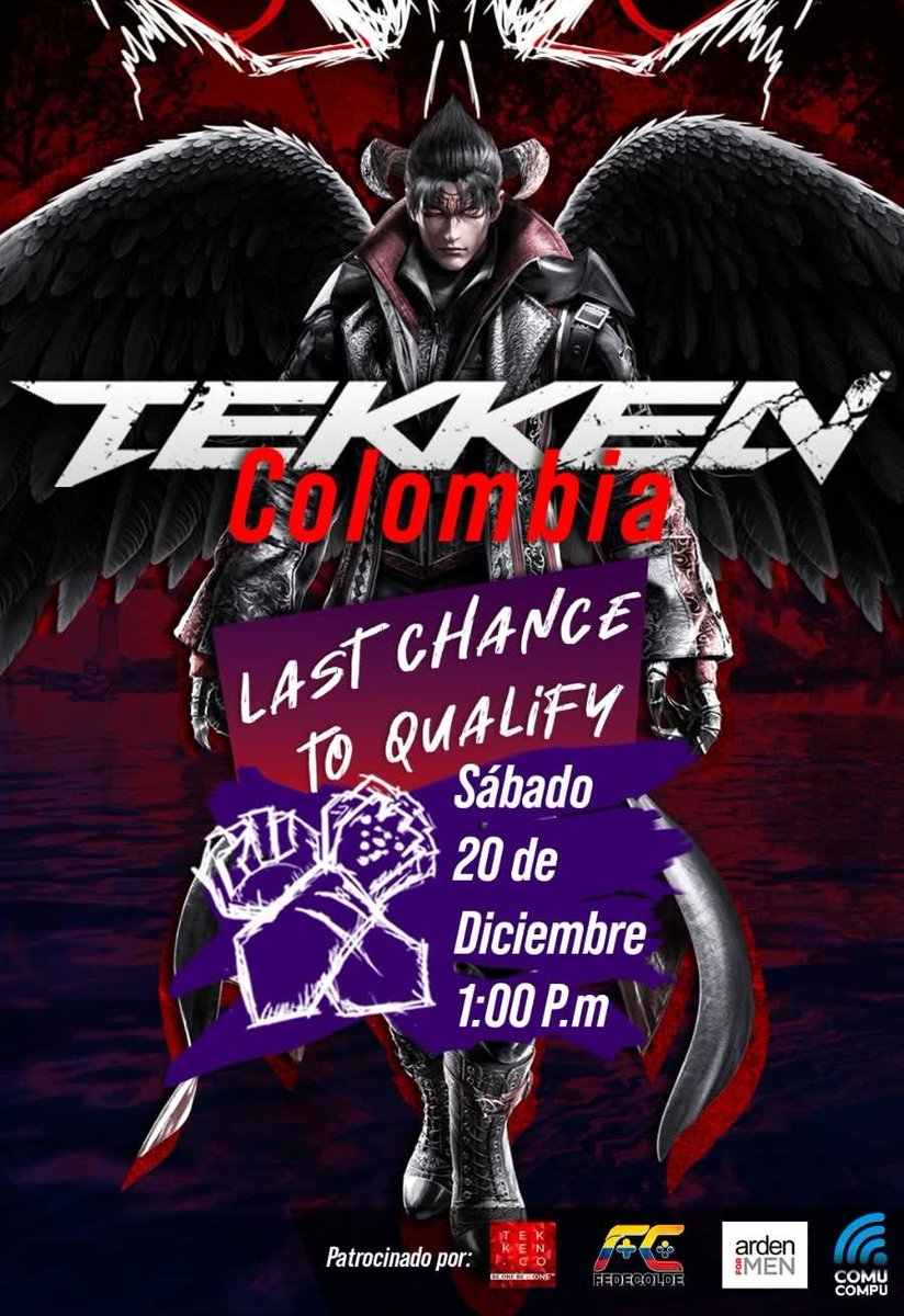 TekkenCo's tweet photo. Gran final #liga #TConline 2025-B,11 finalistas,anímate a participar, queda 1 cupo #LCQ

Regístrate:
https://t.co/bie7IR5O2D

-LCQ: 20/12/25
-FINAL: 21/12/25

-Valor:Gratis
-Hora:13:00
-Sala:América2-01
@fedecoldeNal
@comucompu
@ArdenForMen_

#Tekken #tekkenCo #TCo #TConline https://t.co/j3XaChPZFX