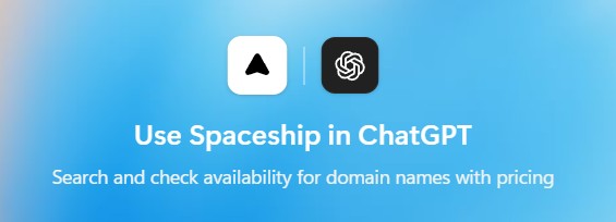 spaceship's tweet photo. Spaceship is now available as an app in ChatGPT🚀
So if you’re using it to brainstorm names, you can check available domains and prices right in chat, and then follow a direct link to register with your favorite 😉 registrar.

Some helpful tips:
– On Android, searching for the app may look broken. Quick hack: copy "Spaceship" and paste it into search – it works.
– If you don’t see the app in the desktop browser version, a quick refresh may help.
– If you don’t see the app at all, the rollout is gradual, so it may take a bit more time to appear.
– Once the app is connected, ChatGPT may still need a little nudge. You can add something like "connect to Spaceship app to check" to your prompt.

This is the first version. More to come 🚀