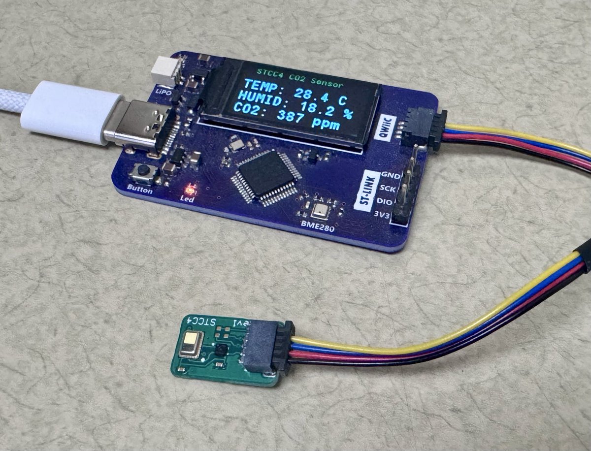 mikerankin's tweet image. Have a working STCC4 CO2 library for STM32 converted from Arduino: github.com/mike-rankin/ST… #stm32 #arduino #sensirion