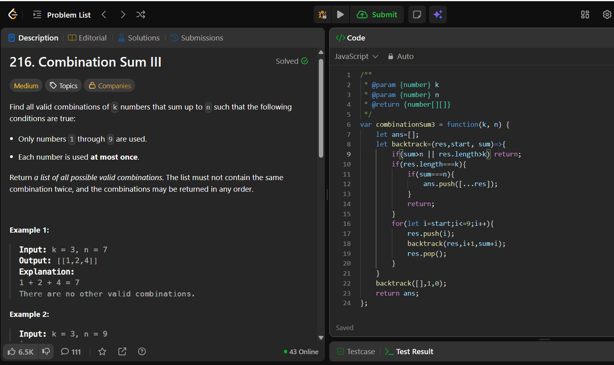 cr_codes's tweet image. 🚀 Day 5 of #100DaysOfCode
Solved:
• 46. Permutations
• 39. Combination Sum
• 40. Combination Sum II
• 216. Combination Sum III
• 47. Permutations II

Never understood backtracking this clearly before. Thanks @akshaymarch7🙏

#namastedsa #DSA