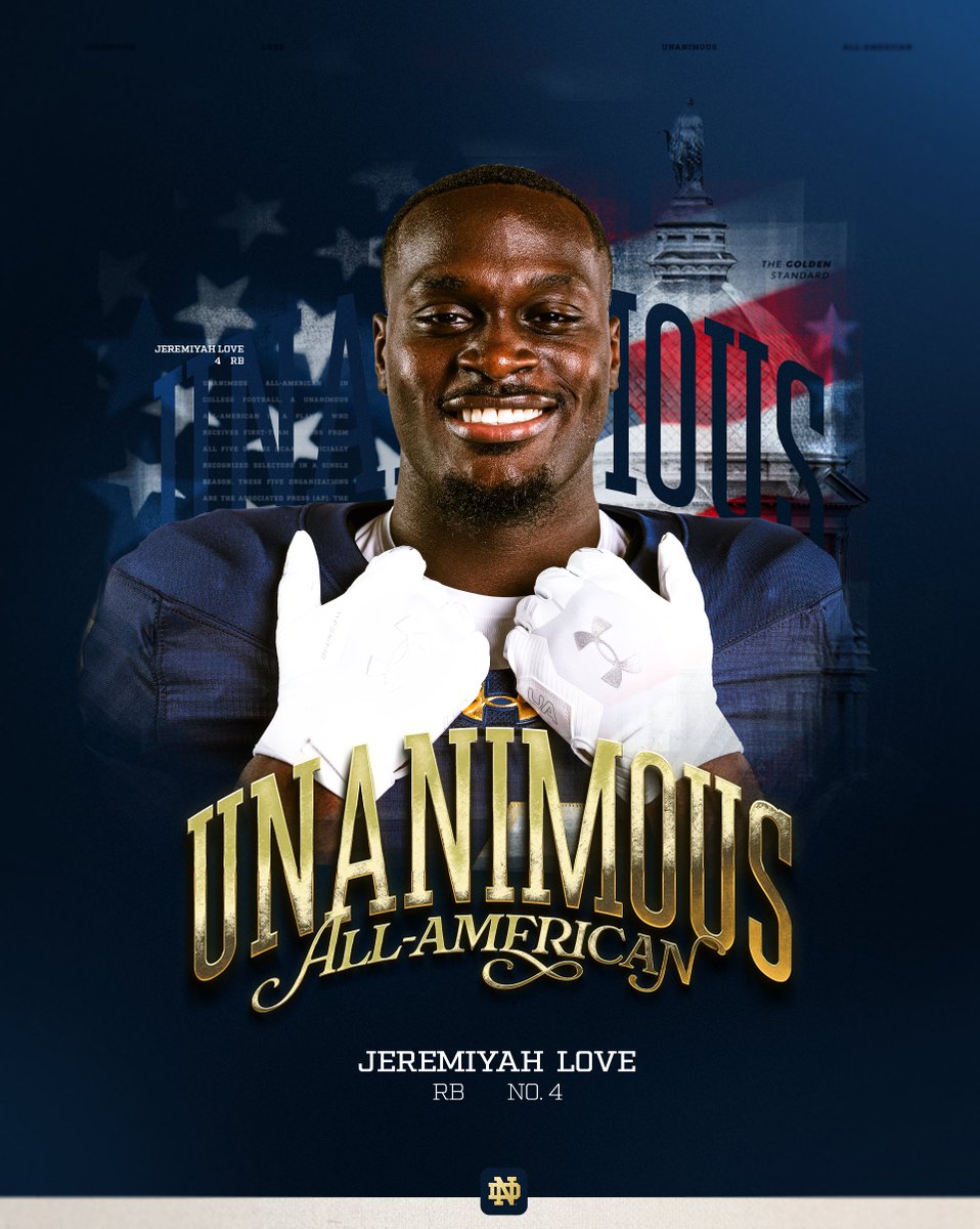 Love on top 🇺🇸☘️🫶

Jeremiyah Love is a Unanimous All-American 🇺🇸

#GoIrish☘️ | <a href="/JeremiyahLove/">Jeremiyah Love</a>