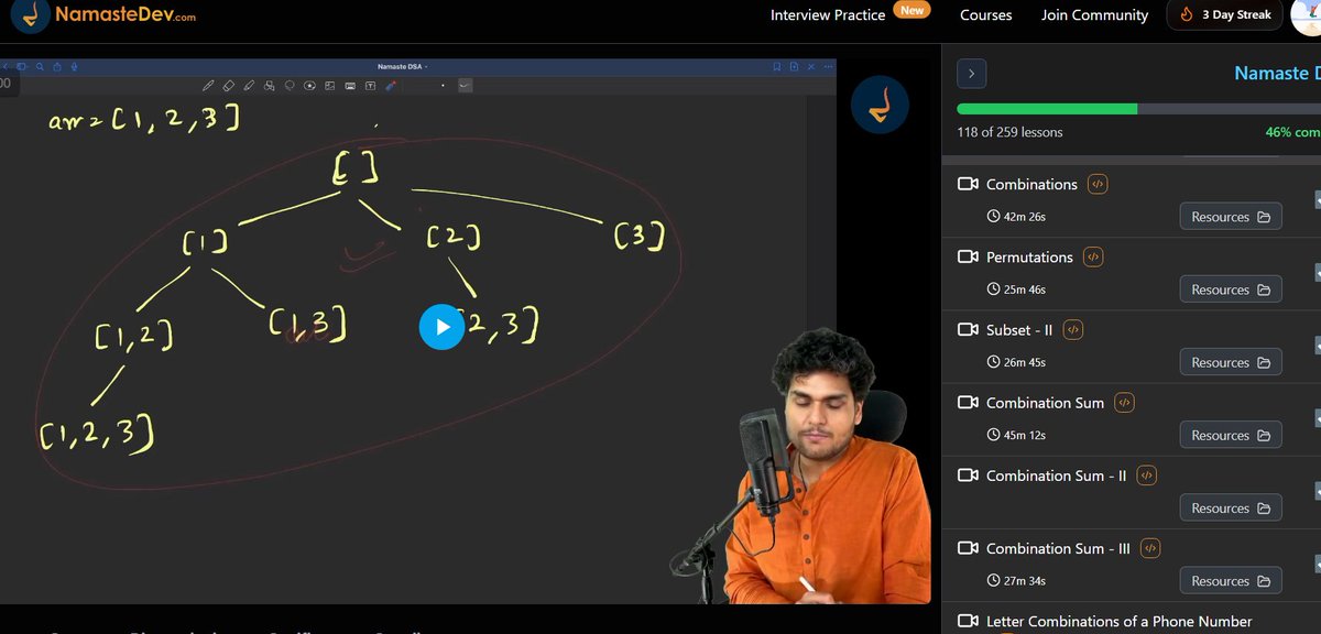 cr_codes's tweet image. 🚀 Day 5 of #100DaysOfCode
Solved:
• 46. Permutations
• 39. Combination Sum
• 40. Combination Sum II
• 216. Combination Sum III
• 47. Permutations II

Never understood backtracking this clearly before. Thanks @akshaymarch7🙏

#namastedsa #DSA