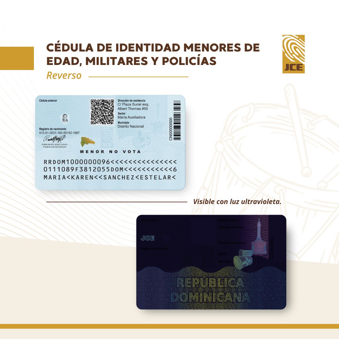 <a href="/RomnJquez/">Román Andrés Jáquez Liranzo</a> <a href="/samirchamiisa/">Samir Chami Isa</a> <a href="/hiraydamarcelle/">Hirayda Fernández Guzmán</a> <a href="/Suedileon/">Suedi León Jiménez</a> <a href="/ElCaribeRD/">El Caribe</a> <a href="/PeriodicoHoy/">Periódico Hoy</a> <a href="/DiarioLibre/">Diario Libre</a> <a href="/elnuevodiariord/">El Nuevo Diario</a> <a href="/ElNacionalRD/">El Nacional</a> <a href="/cdn37/">CDN 37</a> <a href="/SIN24Horas/">Noticias SIN</a> ¡Conoce el diseño de la cédula de identidad!

Este formato se emitirá a menores de edad, militares y policías. Su color característico será el azul larimar, Piedra Nacional de la República Dominicana🇩🇴.

  #NuevaCédulaRD