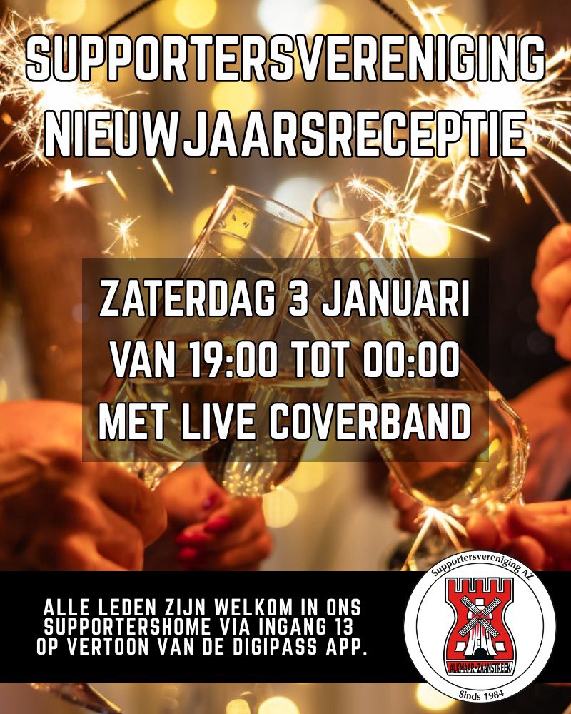 Ben jij er ook bij dit jaar?

Laten we samen in het supportershome het glas heffen op een geweldig mooi en sportief 2026! 🥂