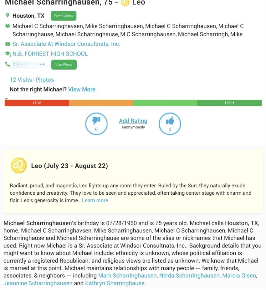 GameOverRandy's tweet photo. His adopted father, Michael Charles Scharringhausen is a lawyer and respected member of his community.

Randy risks damage to that reputation for both his father and his adopted family if his cycle of online harassment, abuse and threats is ever discovered. https://t.co/4bI9g67yLw