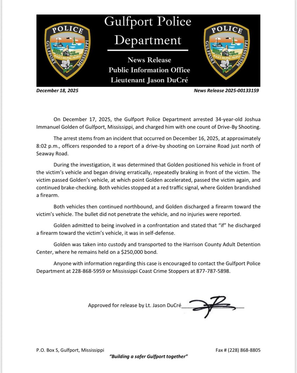 Gulfport Police Dept tweet media