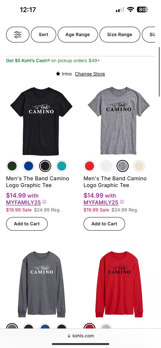 ITHlNKILIKEYOU's tweet photo. chat did we know kohls has a band camino tee??? https://t.co/Vzm3itCO9w
