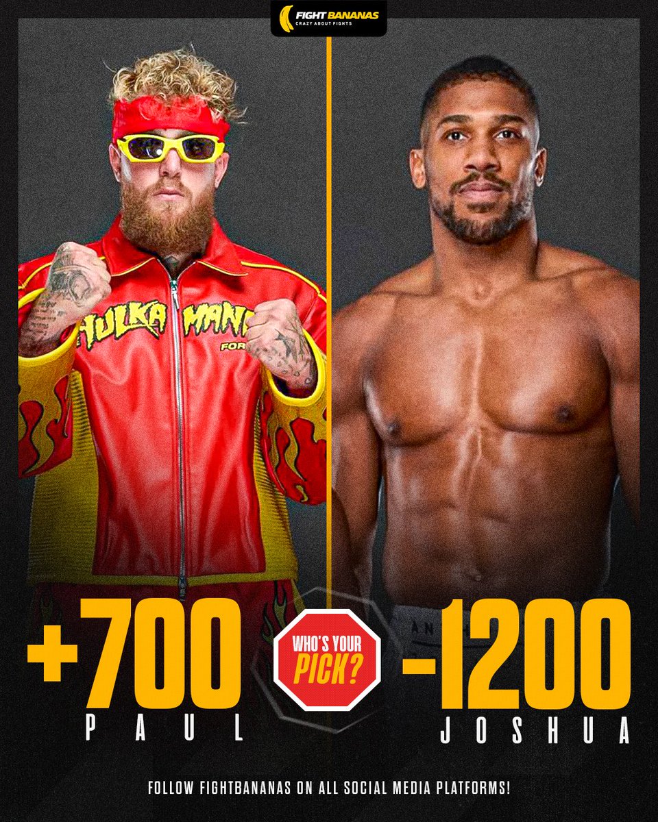 FightBananas's tweet image. Jake Paul is a +700 Betting Underdog 👀